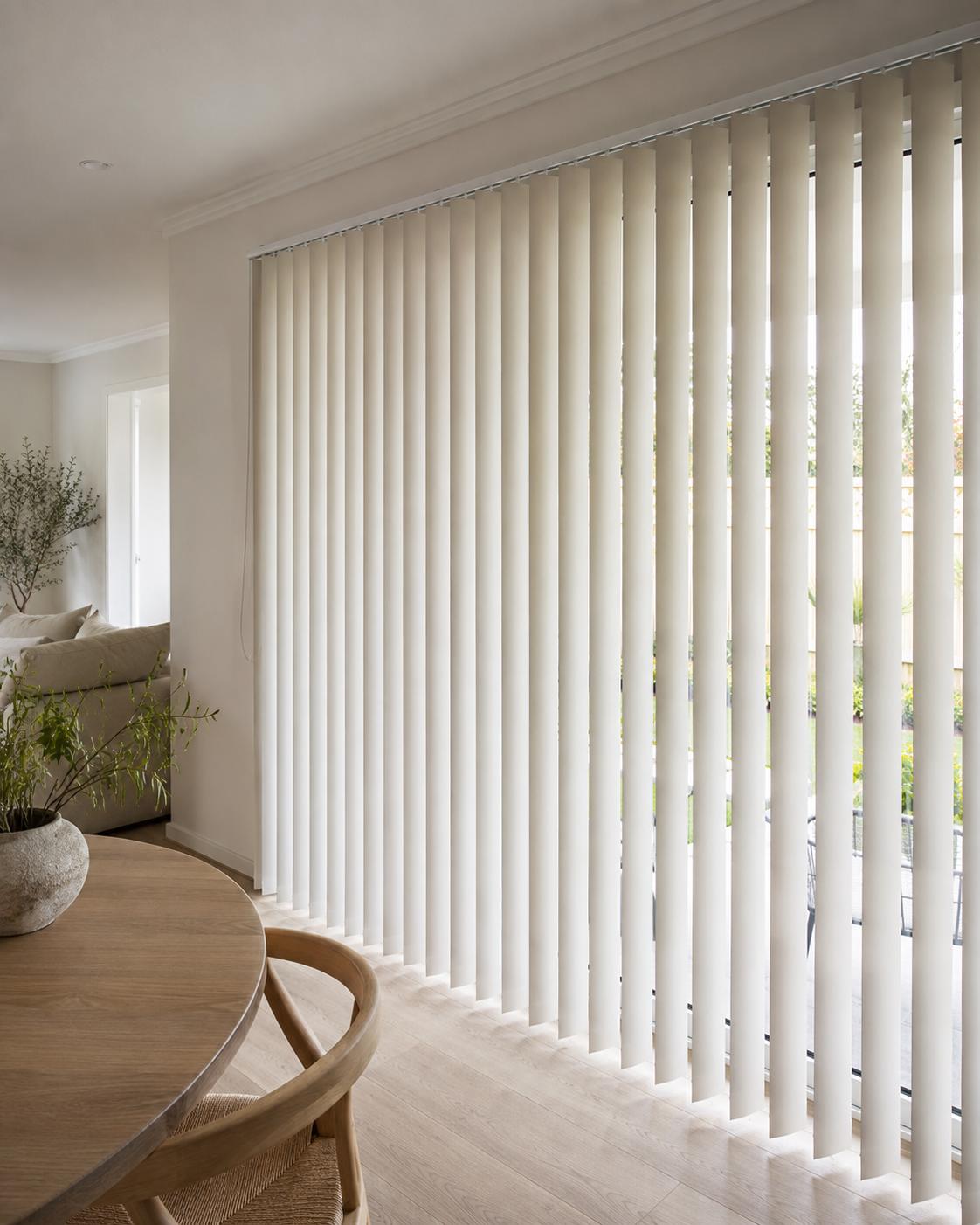 Vertical blinds for sliding doors and large windows
